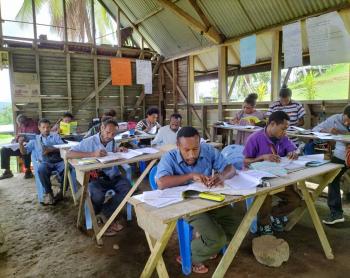Primary teacher students studying