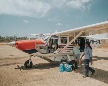 Pilot Jacophin Singh walking to aircraft