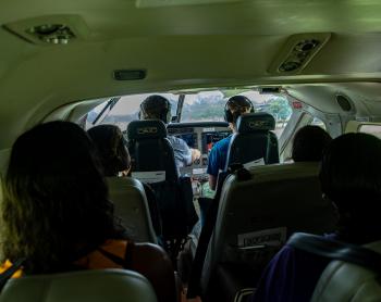 Yolngu students in aircraft