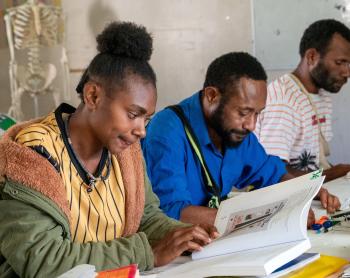 students in classroom at the Telefomin Community Health Worker Training School