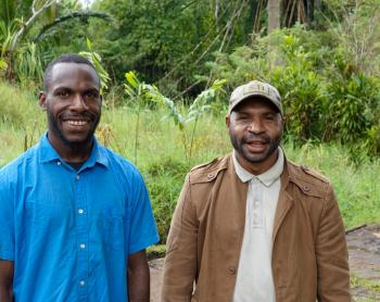 Paul David, student, and Nelson Makan, deputy head teacher