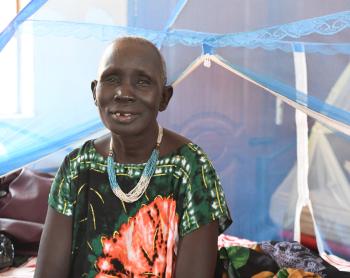 Nyanut smiles at the Reconciliation Hospital in Juba 