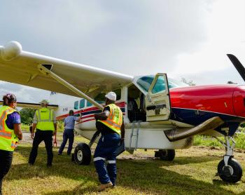 A plane on a bush airstrip
