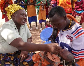 Baby Maiko receives his first vaccinations