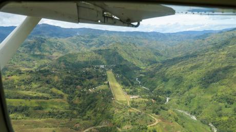 Kompiam airstrip aerial view