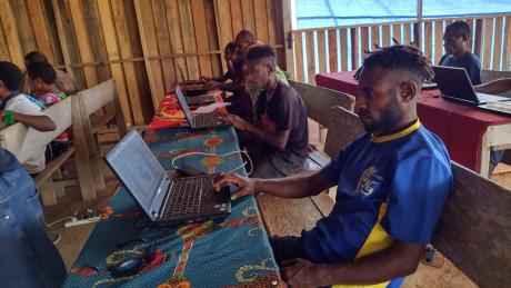 participants of Paimbit village during a basic computing training session