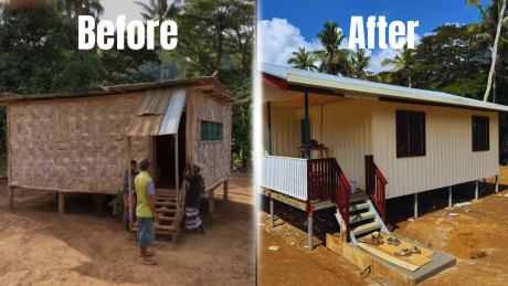 Old and new Yambaitok Health Centre shown side by side