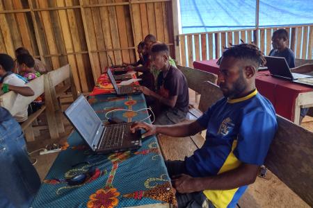participants of Paimbit village during a basic computing training session