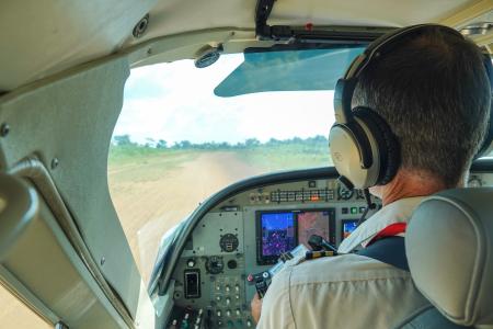 Pilot Jonathan Blomberg lands in N'zerekore