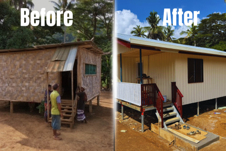 Old and new Yambaitok Health Centre shown side by side