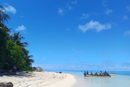  The beautiful shores of remote Han Island, part of the Carteret Islands