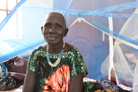 Nyanut smiles at the Reconciliation Hospital in Juba 