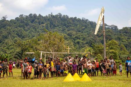 People at Kaiam airstrip