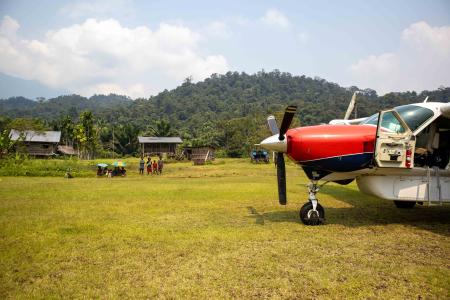 Aircraft on airstrip in Kaiam