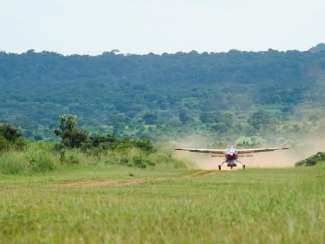 Sunsets over the aircraft in Uganda