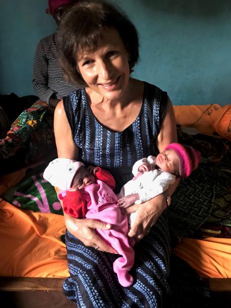 Margrit Kundig with new born twins