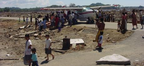 A MAF C206 in Aceh, Indonesia, responding to desperate need following the 2004 tsunami