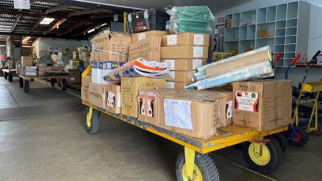 Education supplies for Dusin at Mt Hagen base