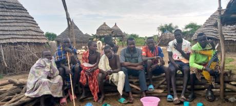 Pastor John teaching young men on discipleship in Kapoeta