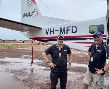 Pilots Tim Vallance-Webb and Joe Knighton flew VH-MFD to Arnhem Land.