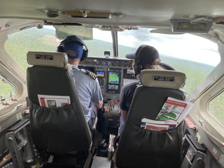 Melissa Higgins joins a shuttle flight with pilot Joe Knighton in Arnhem Land.