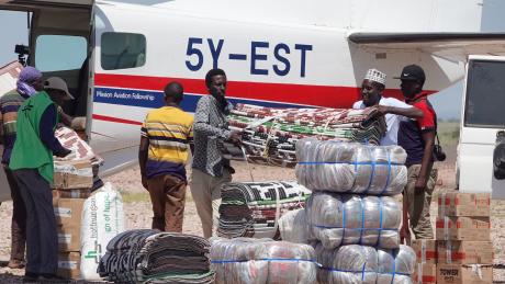 Offloading of essential supplies at North Horr airstrip 