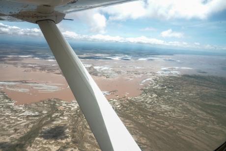 Kenya aerial survey flight over Chalbi Desert, Marsabit.
