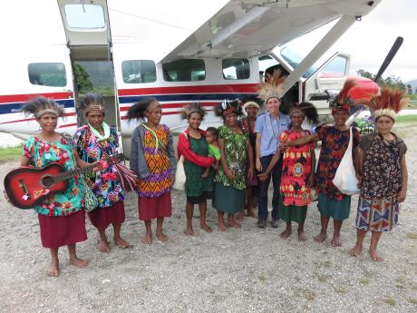 Women from Wobagen at after landing at Tabubil for a Baptist Conference with Bridget