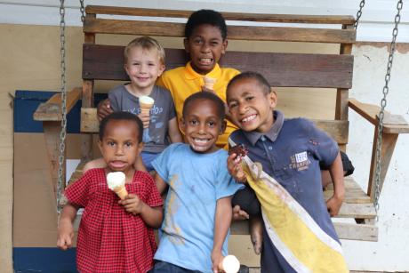 Benaja pictured enjoying ice-cream with his friends