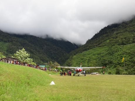 Tumolbil airstrip, destination for one of the body charters Bridget flew this month