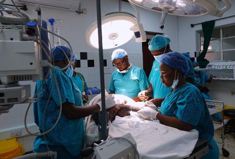 Hydrocephalus surgery performed by doctors at CURE Children's Hospital of Uganda.