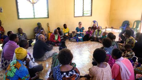 A group of people listening