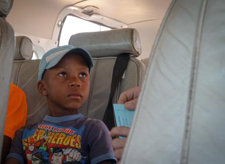 Nery on board a MAF plane