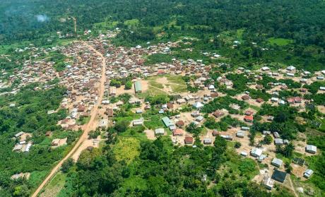 An aerial view of part of Kissidougou