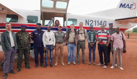 The African Parks Network team with the Labe airfield authorities.