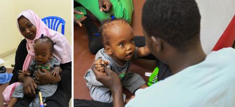 Physio Donald with baby Juahir and mum Wudad
