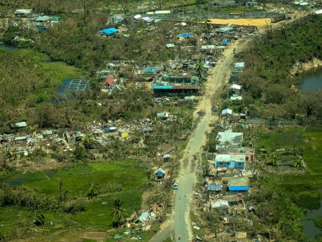 Cyclone aftermath aerial view of Toamasina