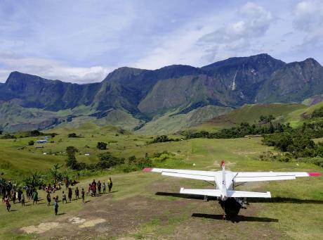 MAF aircraft delivers the Vaccine Fridges and solar panels at Ambi