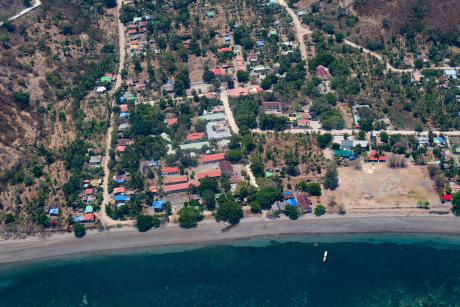 An aerial view of an island community