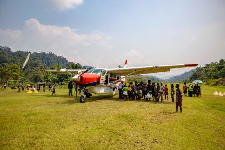 MAF aircraft on Kaiam airstrip