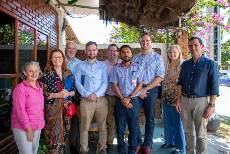 A group of people pose for a photo 